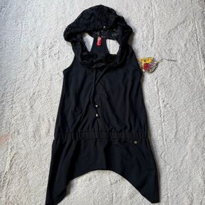 NWT Apple Bottoms Black Lace Hood Halter Tunic Top – Y2K Glam Streetwear